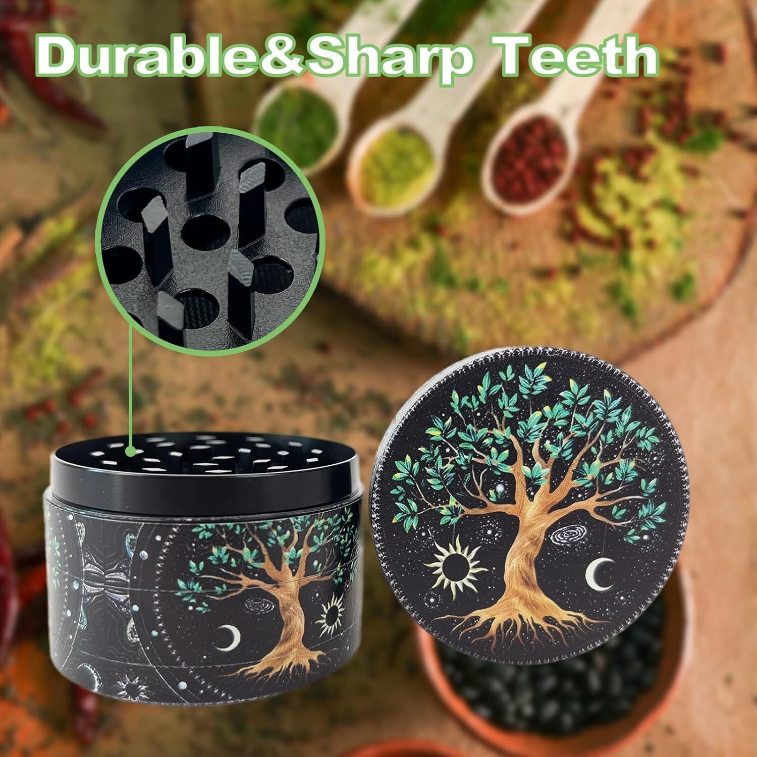 Herb Grinder 4-Piece 2.5 inch Large Metal Tobacco Crusher Colorful Magnetic TREE