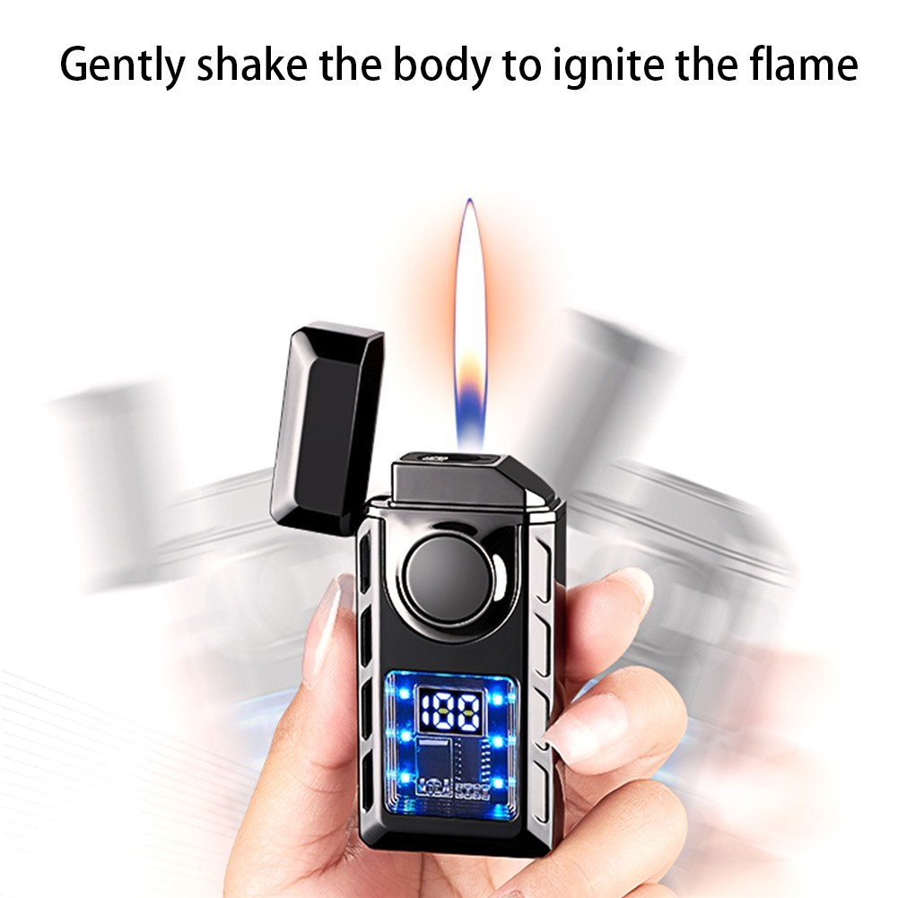 Voice Controlled Ignition Dual Flame Butane Gas Lighter Switching Jet Fire