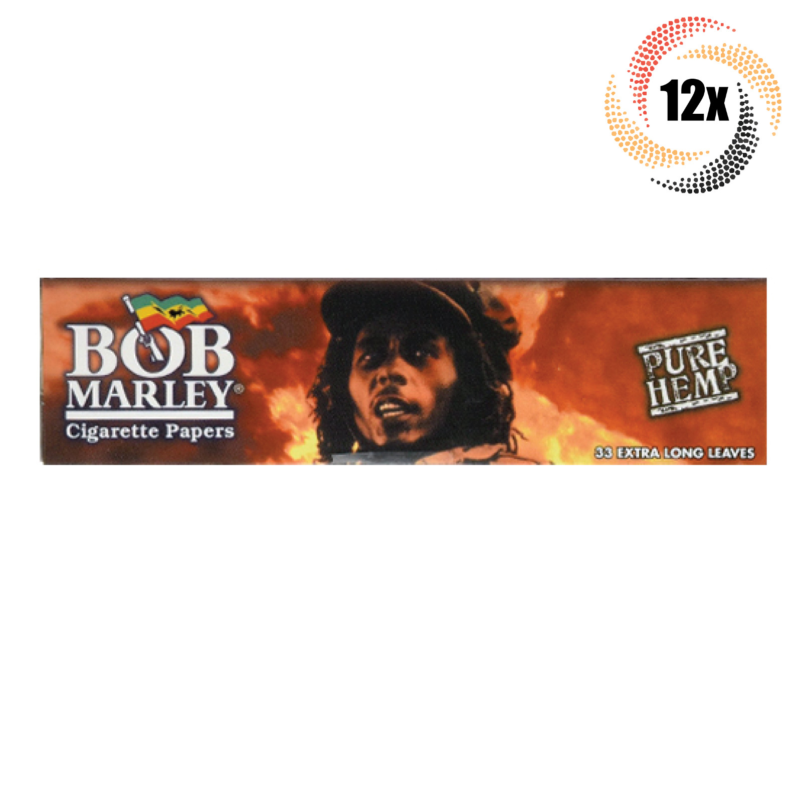 12x Packs Bob Marley Pure Hmp King Slim Rolling Papers | 33 Papers Per Pack