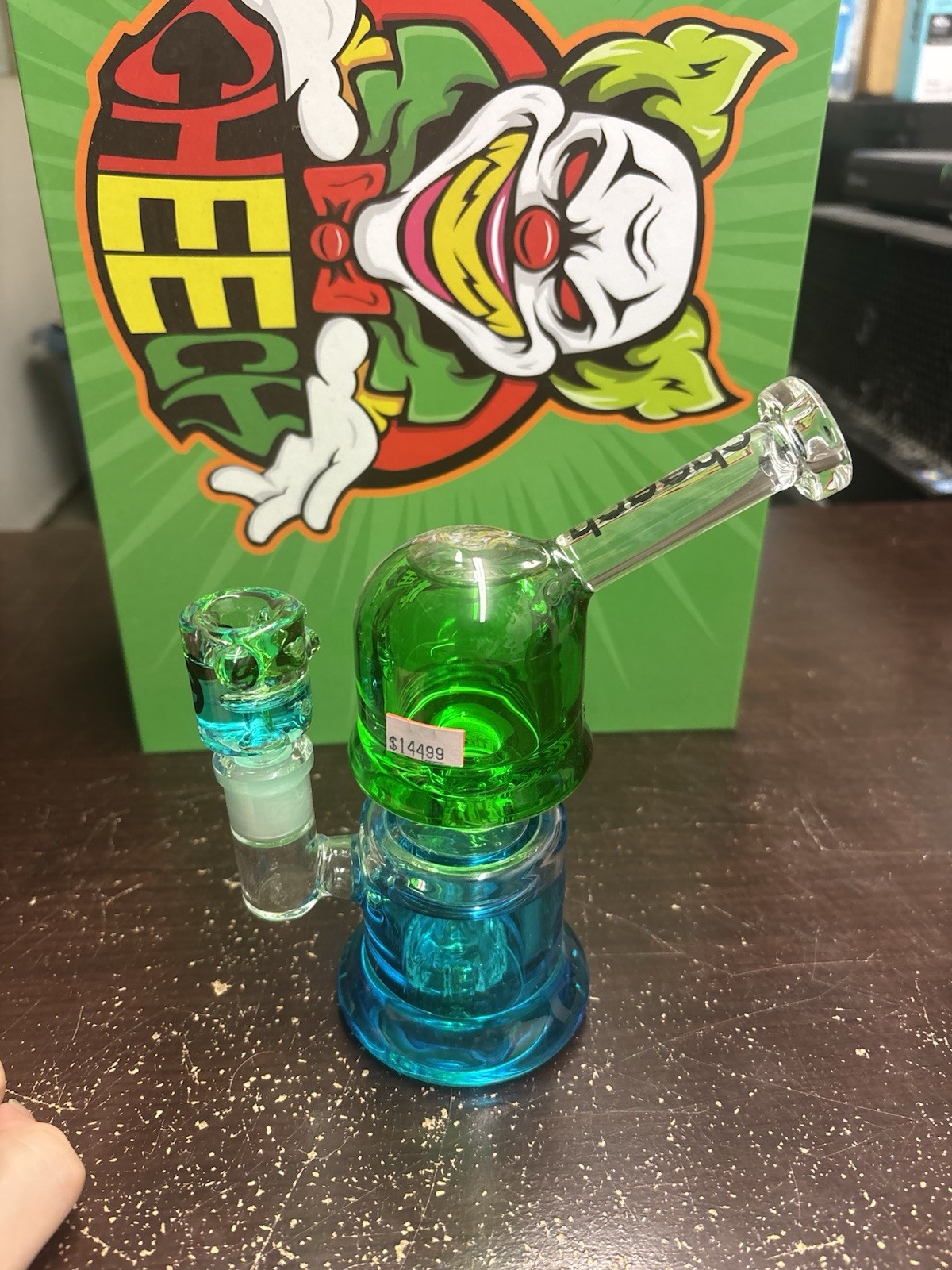 8” Cheech Brand Freezable Glycerin Blue & Green Rare Brand New Water Pipe