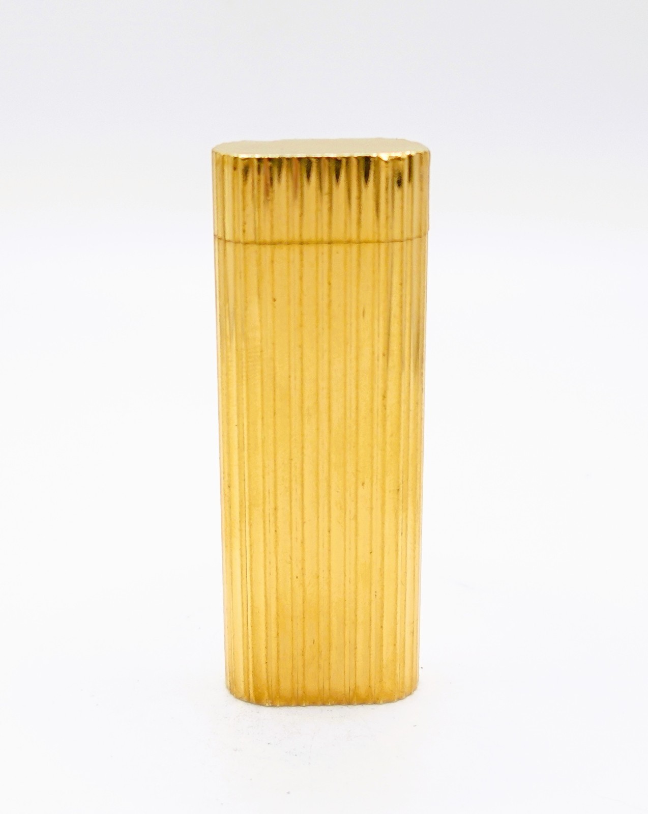 Cartier Vintage Oval shape WORKING Gold Plate Fluted Double Stripe Pattern 1980s