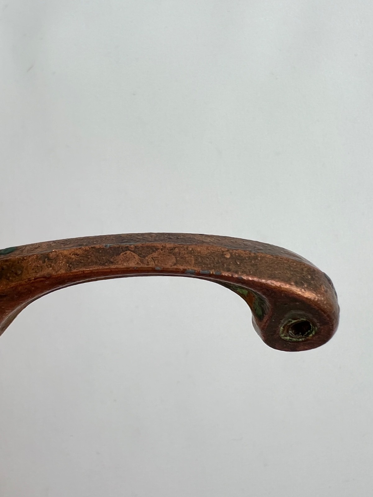 Small Copper & Brass Handled Pan Ashtray w/Thumb Hinged Lid 5″ French Country