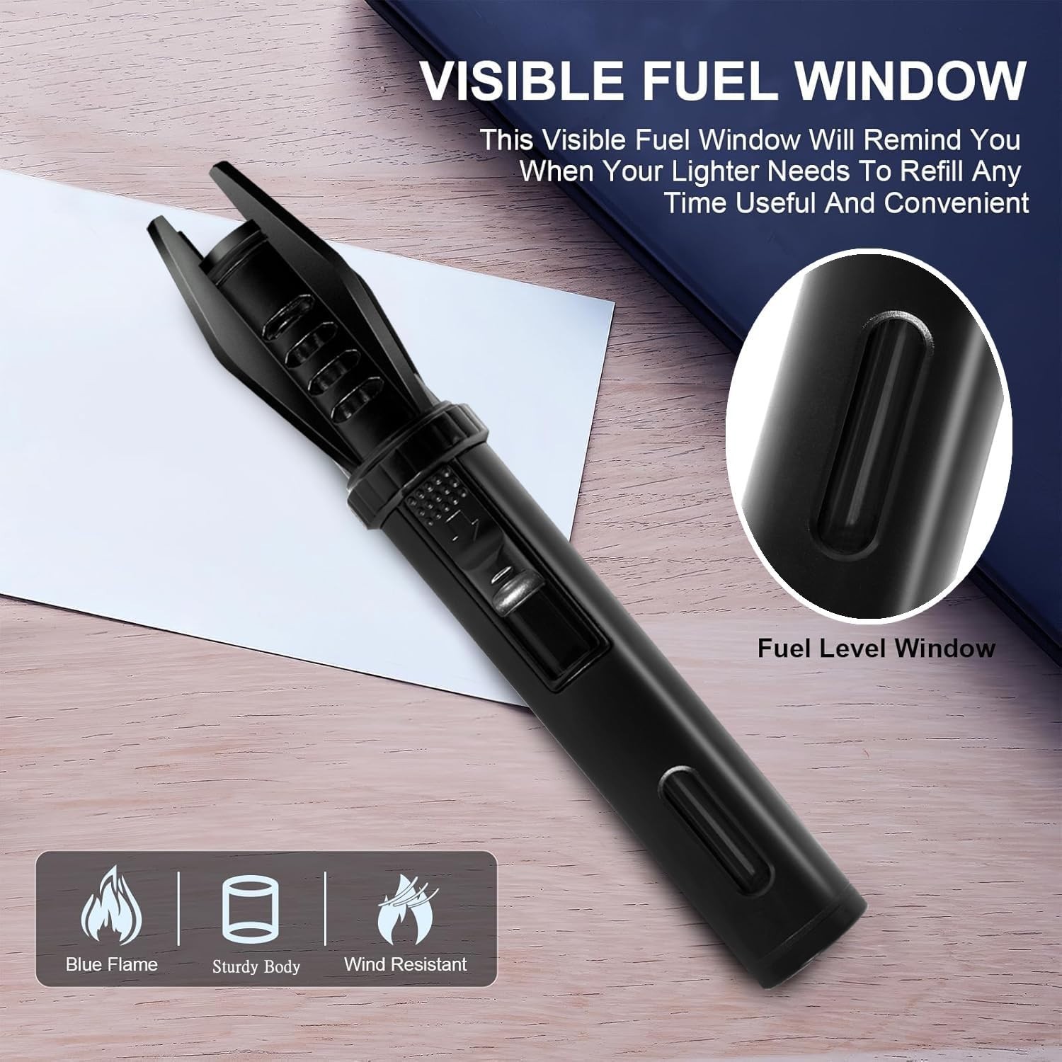 Refillable Pocket Torch Lighter – EDC Windproof Design for Outdoors and More