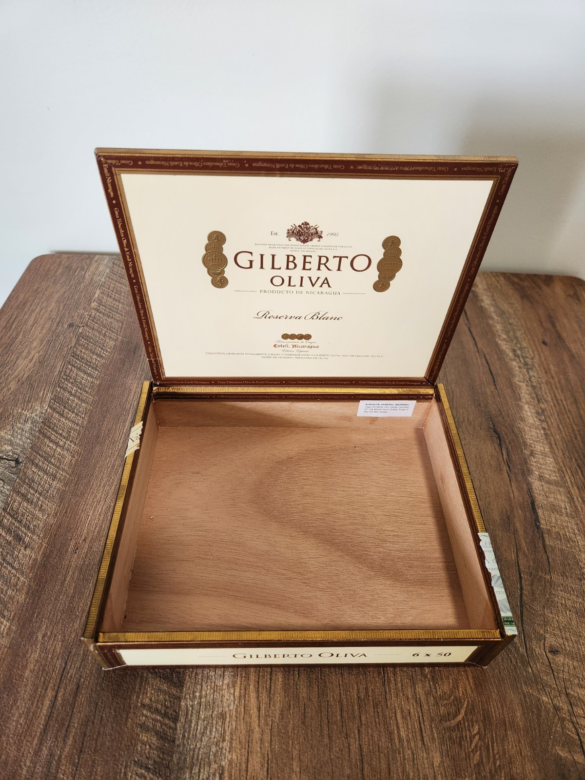 Oliva Cigars Gilberto Oliva 6×50 Empty Wooden Cigar Box 8⅜x6¾x2
