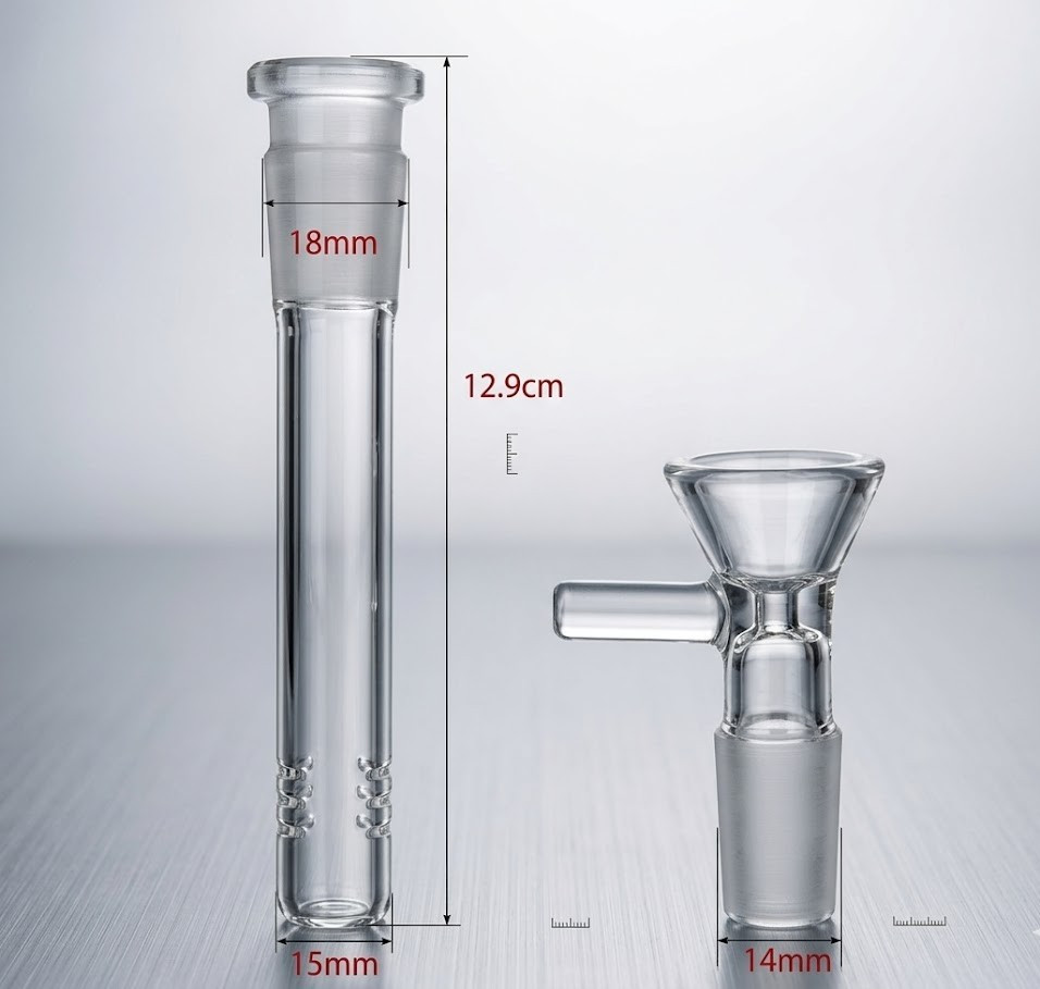 4Pcs 4.5″ Glass Downstem with 14mm Male Bowl Hookah Water Smoking Pipe Bong