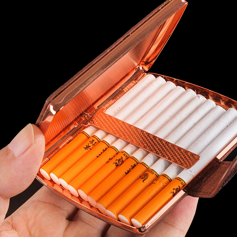 Classic Vintage Alligator Print Metal PU Leather Fashion Cigarette Case Holder