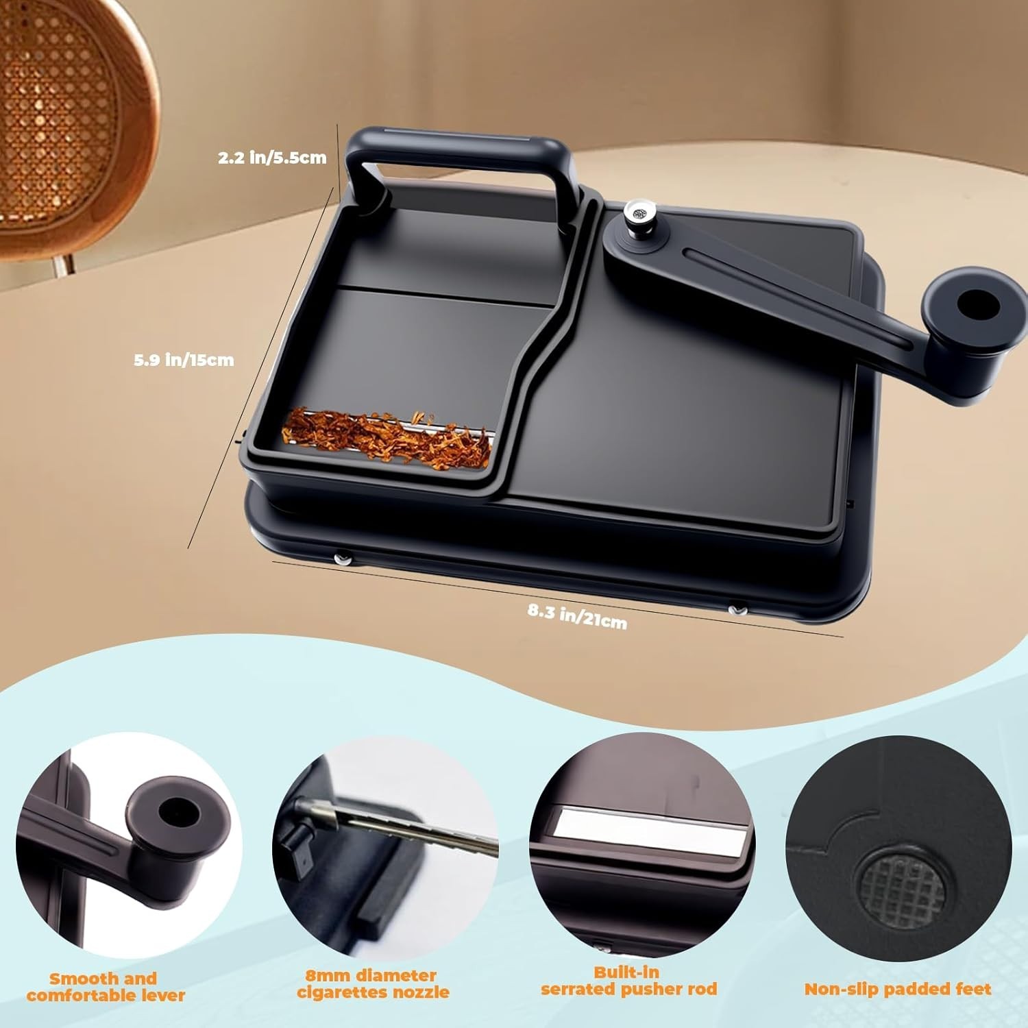 Cigarette Rolling Machine, Tobacco Hand Operation Injector Maker Roll Your Own C