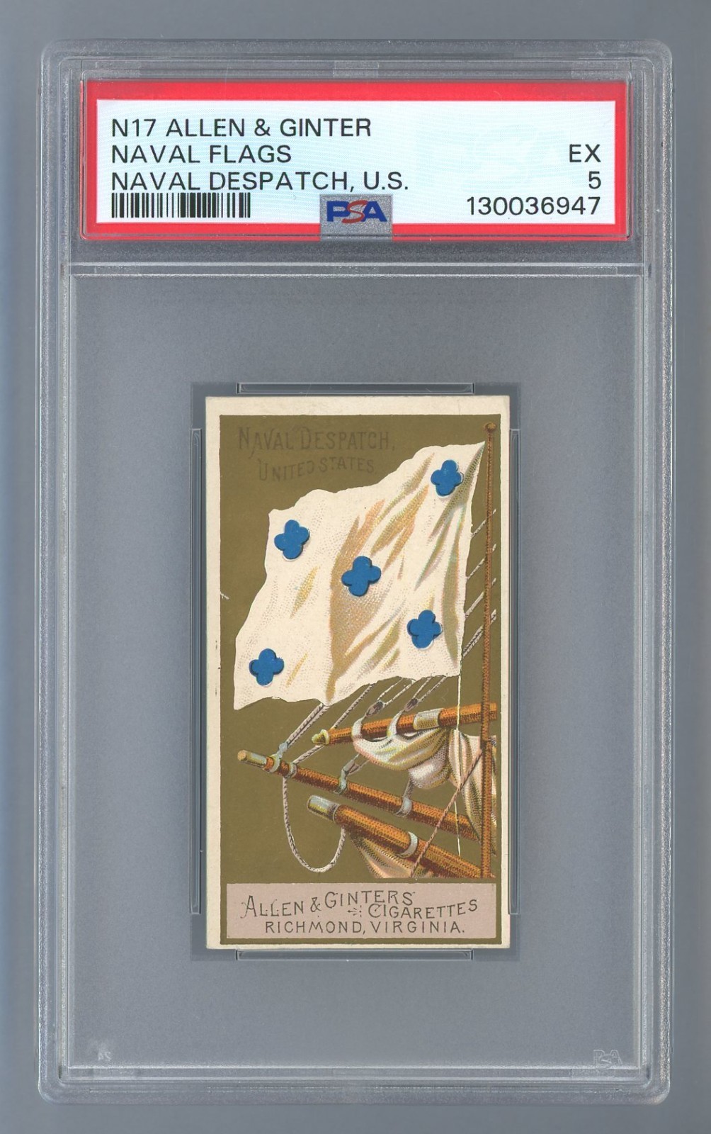 1886 N17 Allen & Ginter Naval Flags “Naval Dispatch, U.S.” PSA 5 EX #130036947