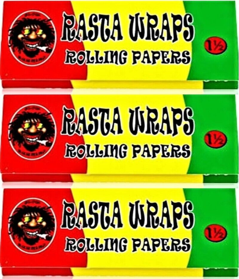 3x Rasta Wraps Rolling Papers GREAT DEAL! 24 Lvs/Pk *USA Shipped*