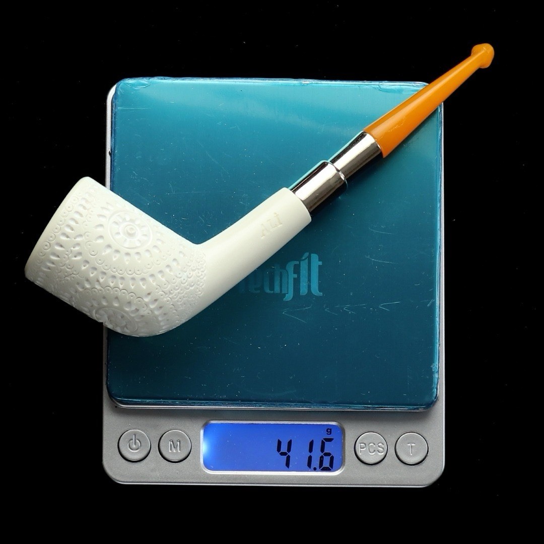 Silver Spigot Devil Anse Pipe By Ali -new-block Meerschaum Handmade Case#1846