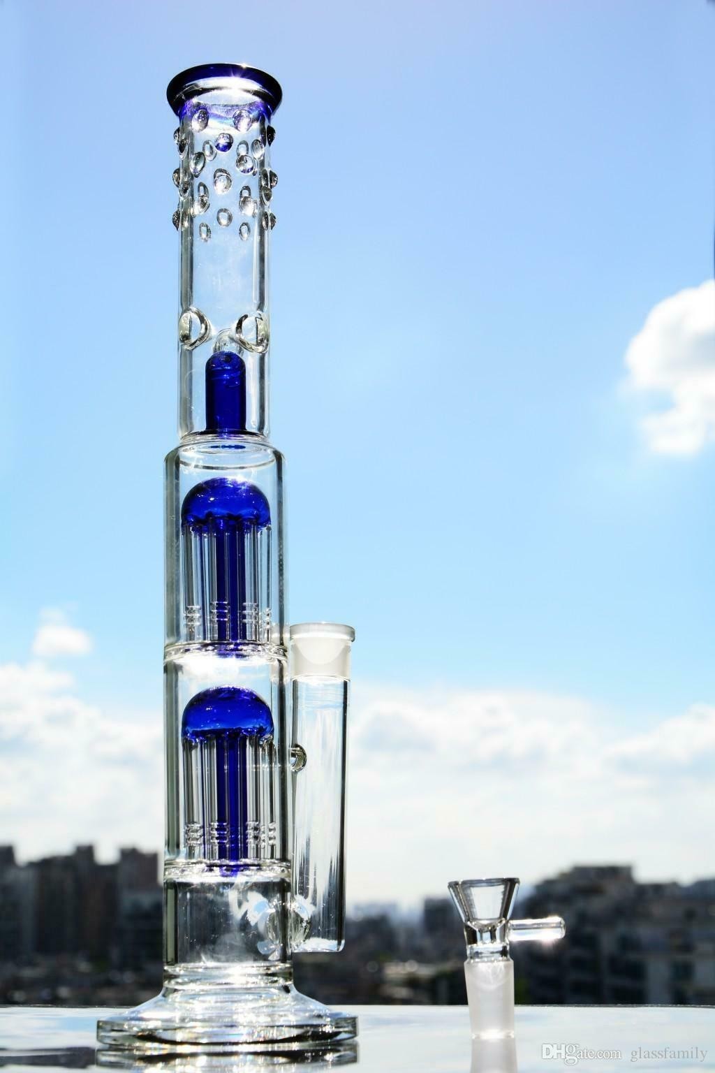 16inch Perc Glass Bong Heavy Percolate Bongs Smoking Hookah Water Pipe 14mm Bowl