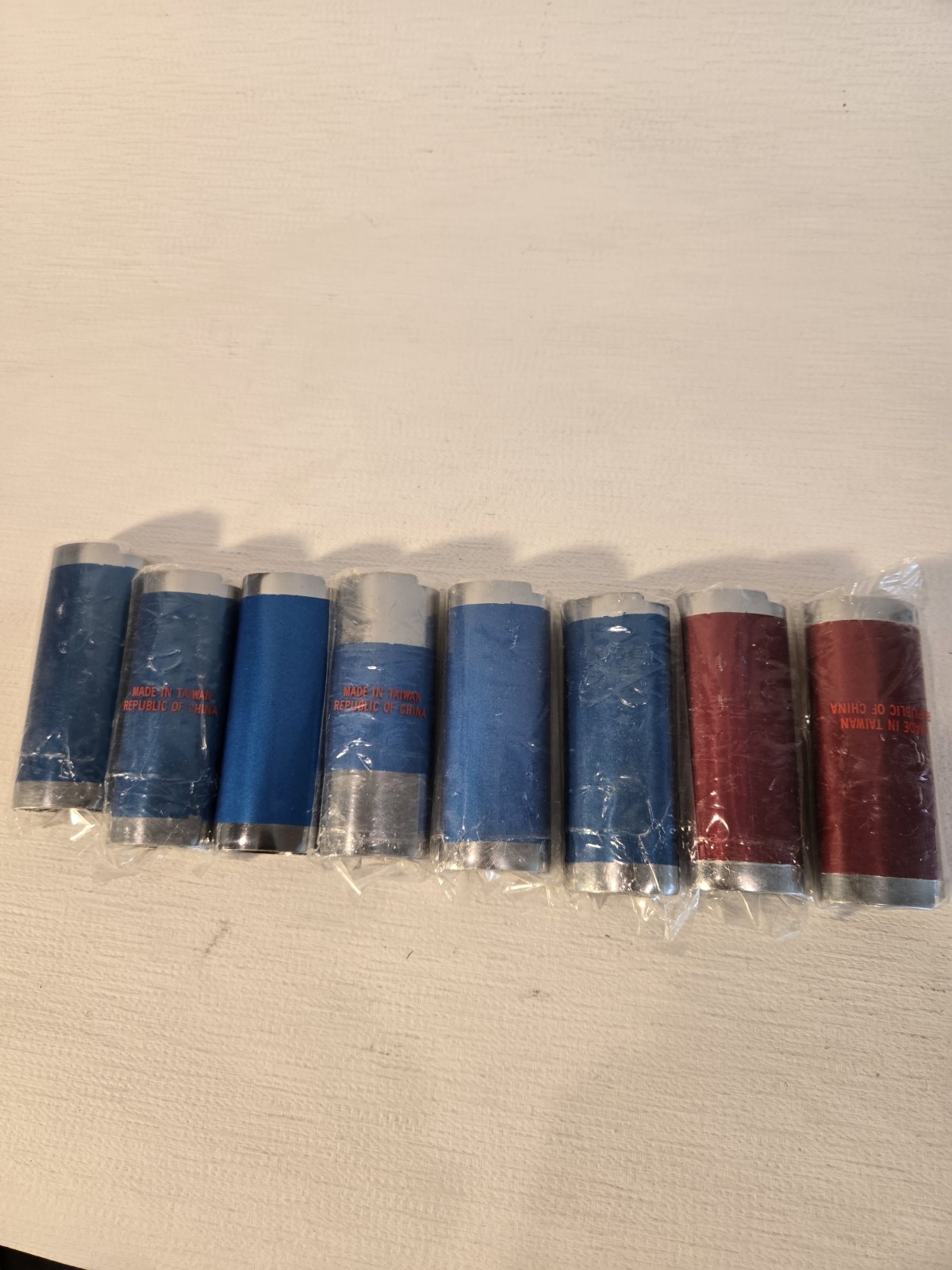 8 Pc Silver / Blue & Red Color Blank Metal Lighter Covers fits Full Size bic