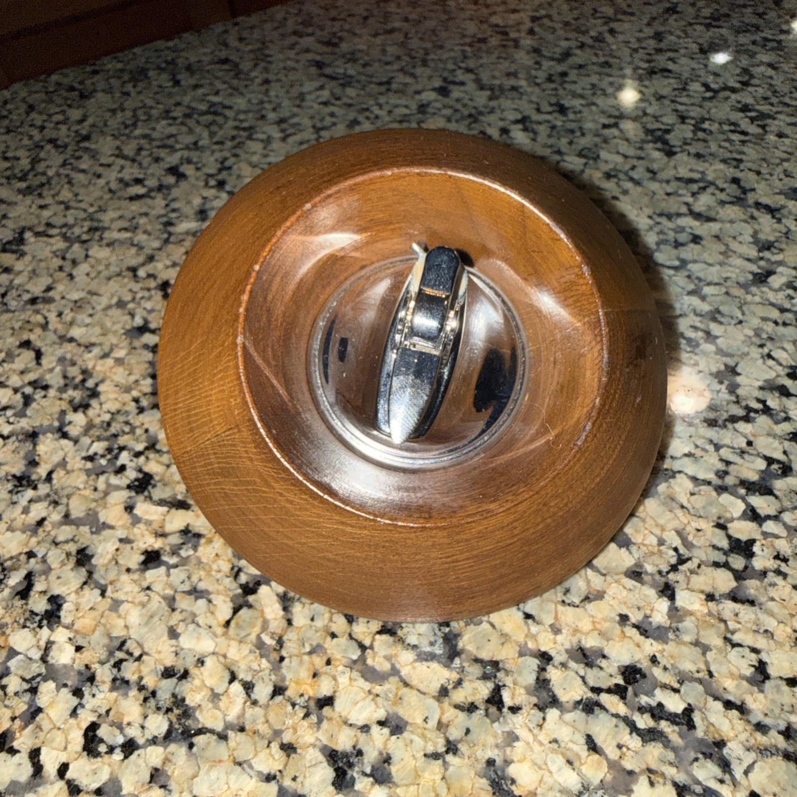Vintage Wood Table Lighter Mid Century Modern Desk Lighter Chrome Top
