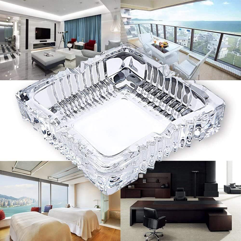 Large Glass Ashtray for Cigarette Cigar Clear Crystal Ashtray