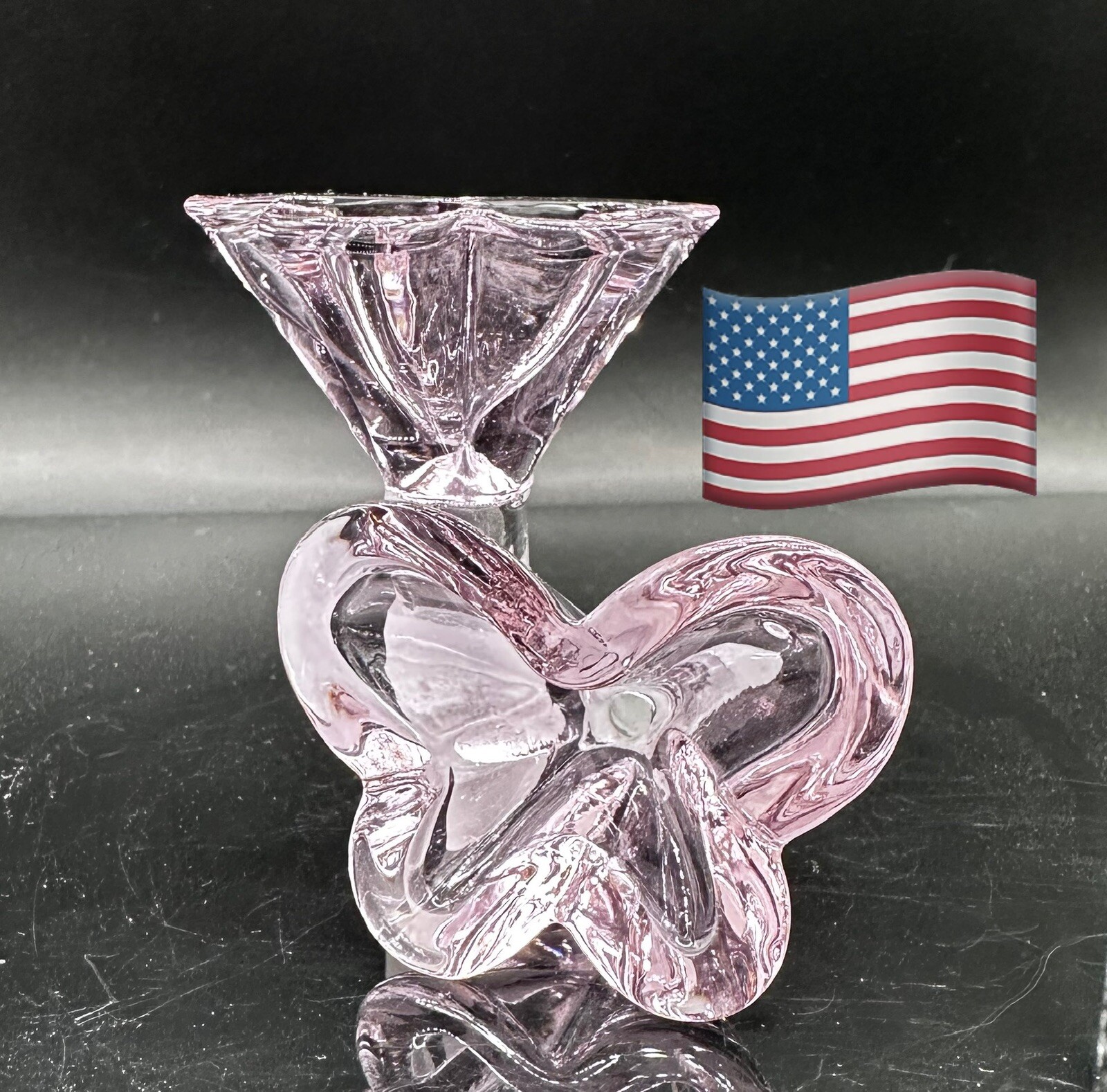 Primium 14mm PINK Thick Glass Butterfly Male Bowl Head Piece Hookah Slide