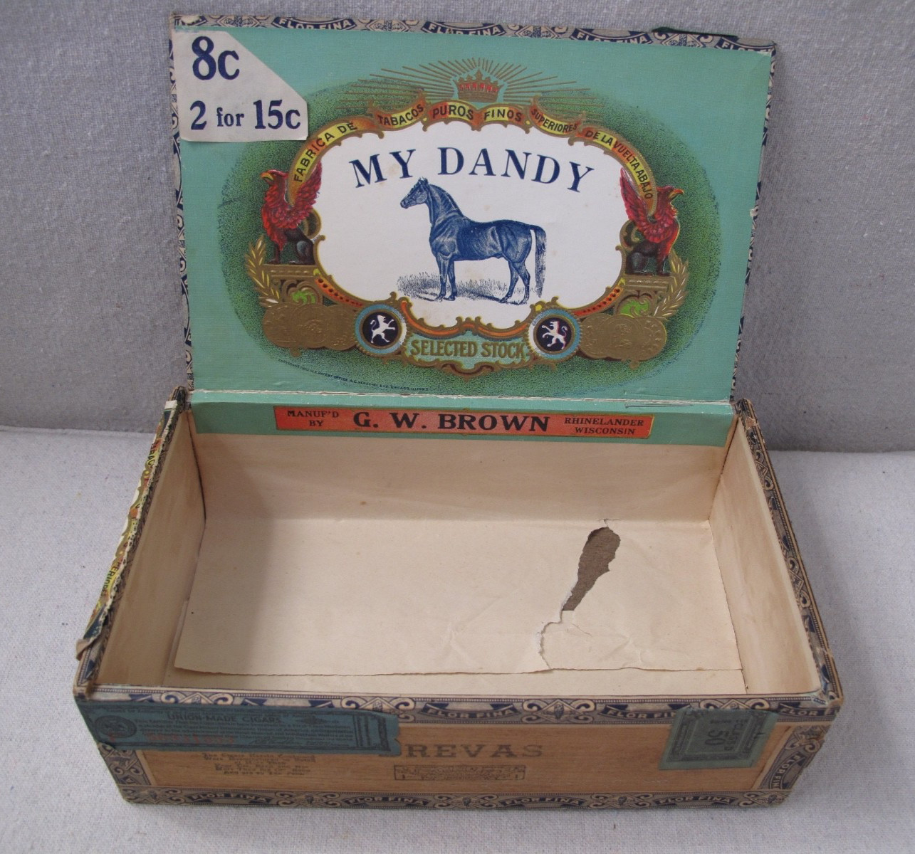Antique “My Dandy” Race Horse Wood Cigar Box 1900s