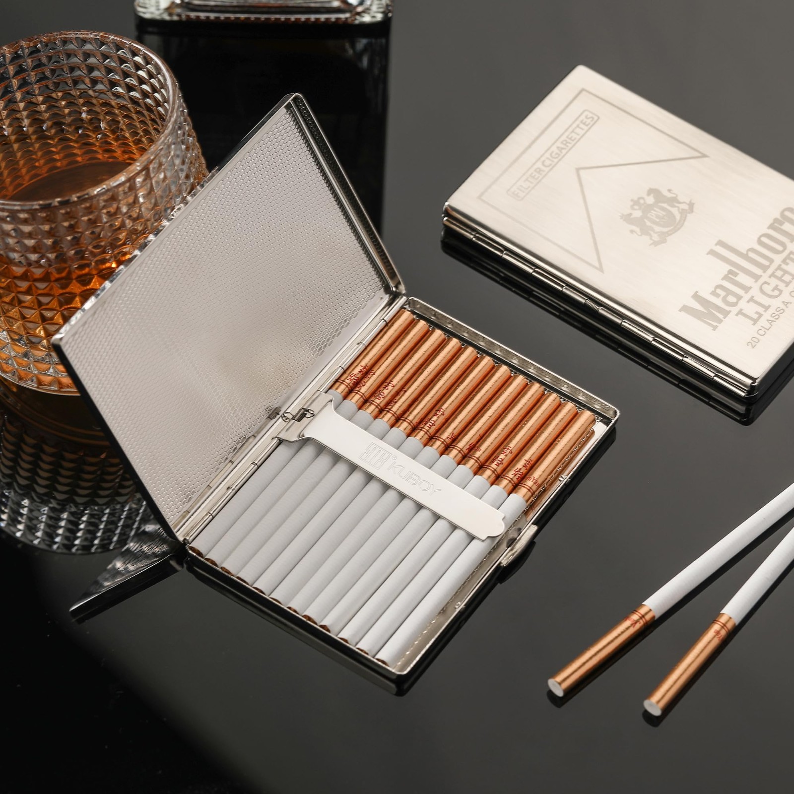 Ultra-Thin Stainless Steel Cigarette Case – Holds 10 x 100mm or 8 x 85mm, Multi-