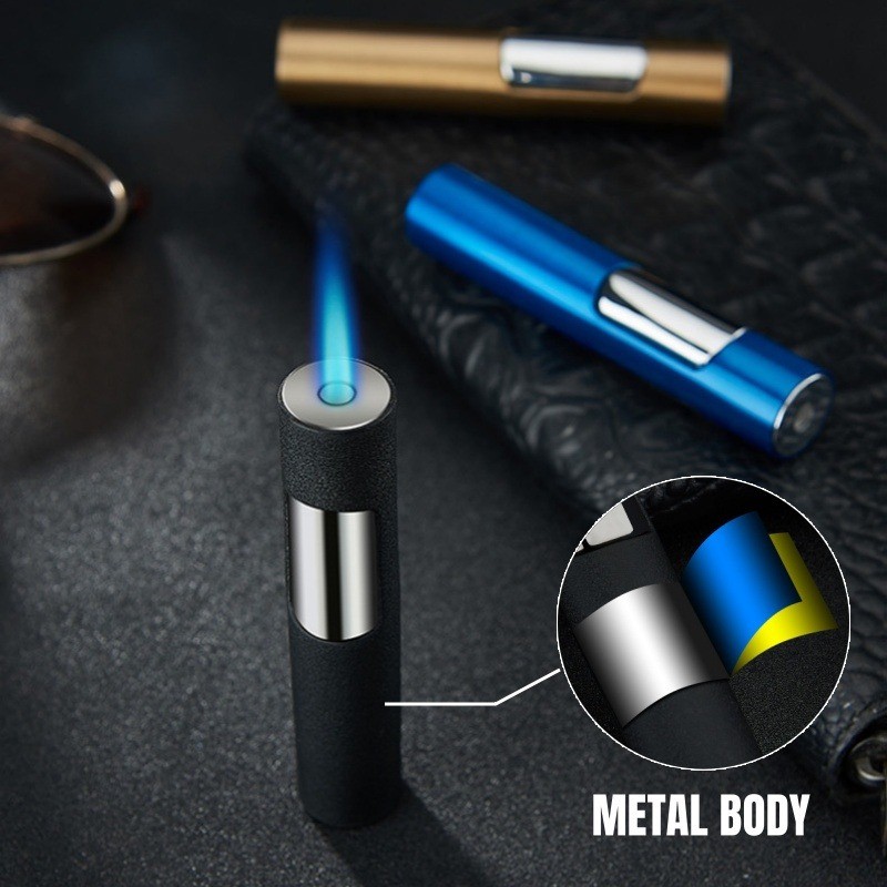 3PCS Butane Torch Lighter 3.4 Inch Long Adjustable Windproof Refillable Butane