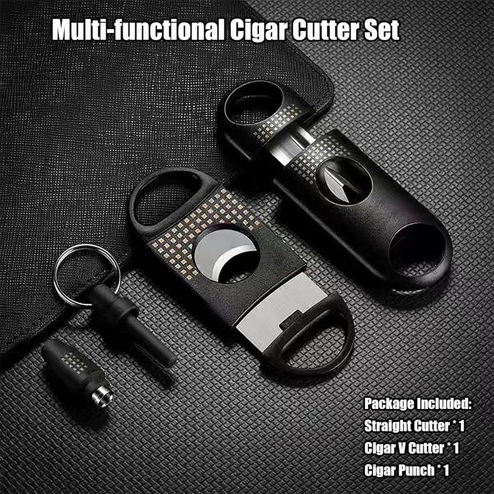 Cigar Cutter Set, with Cigar Straight Cutter, Cigar V Cutter, Cigar Punch,