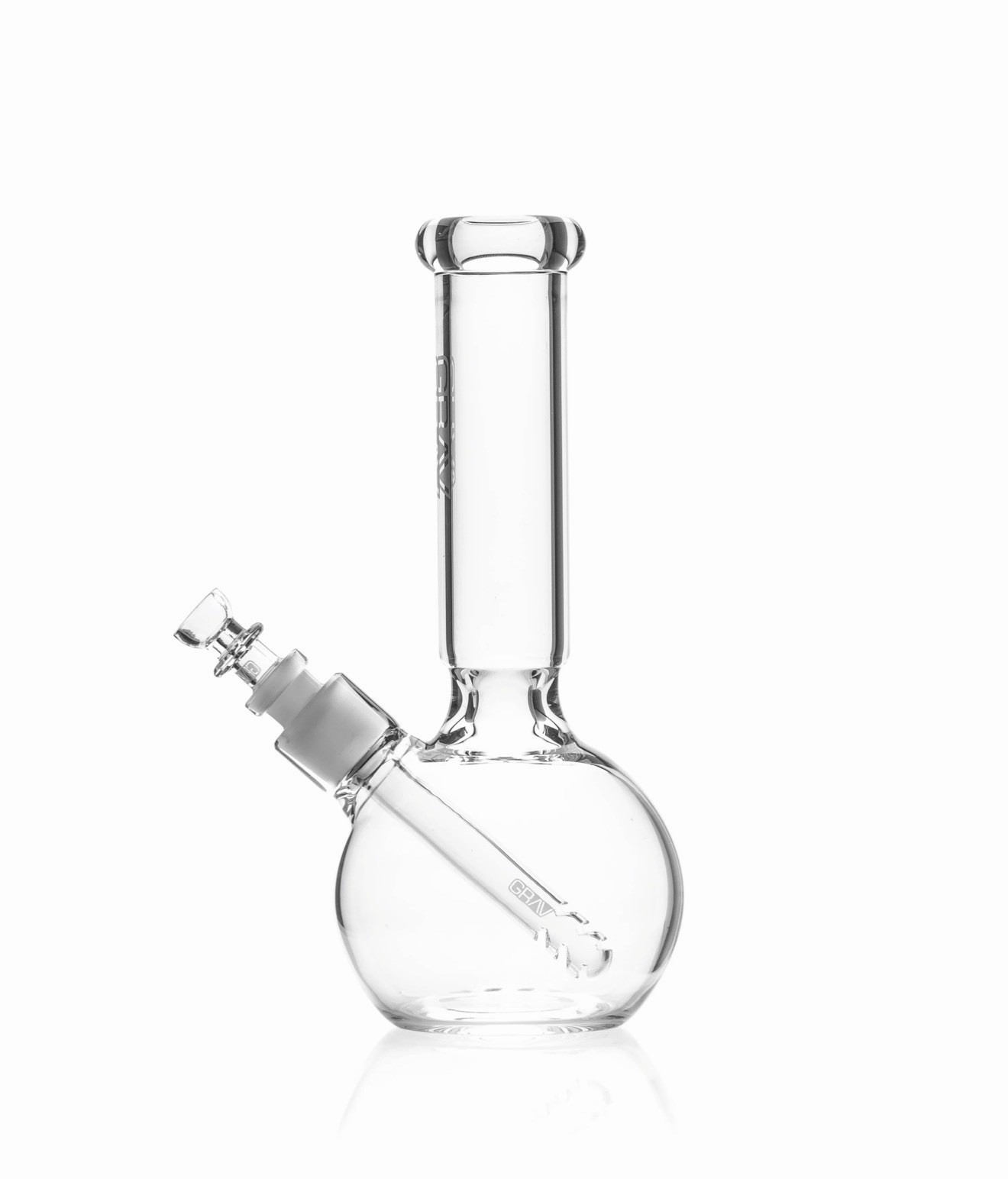 GRAV® MEDIUM 9.5” ROUND BASE WATER PIPE BONG, ICE PINCH, REMOVABLE STEM, CLEAR