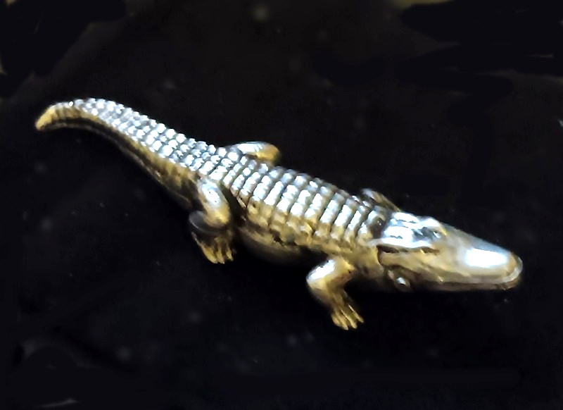 Vintage Mechanical Gator ROACH CLIP Silver tone