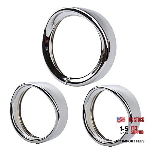 7 Inch Harley Chrome Visor Style Headlamp Trim Rings, 4.5 Inch 7inch+4.5inch