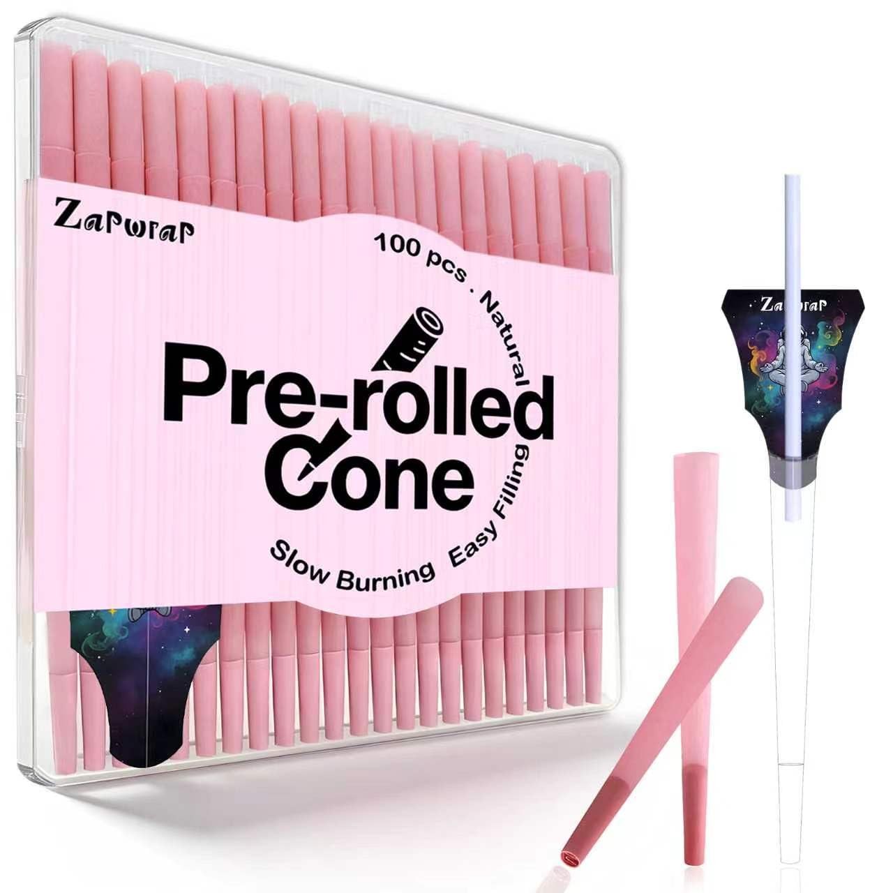 100 PACK Pink Cones Rolling Paper | King Size | 108mm | Pre Rolled Cones with…