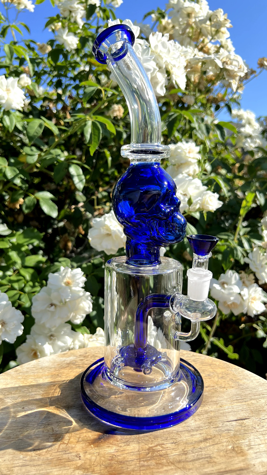 13″ Skeleton Blue Skull Head Bubbler Beaker Bong Smoking Tobacco Heavy Hits Rare