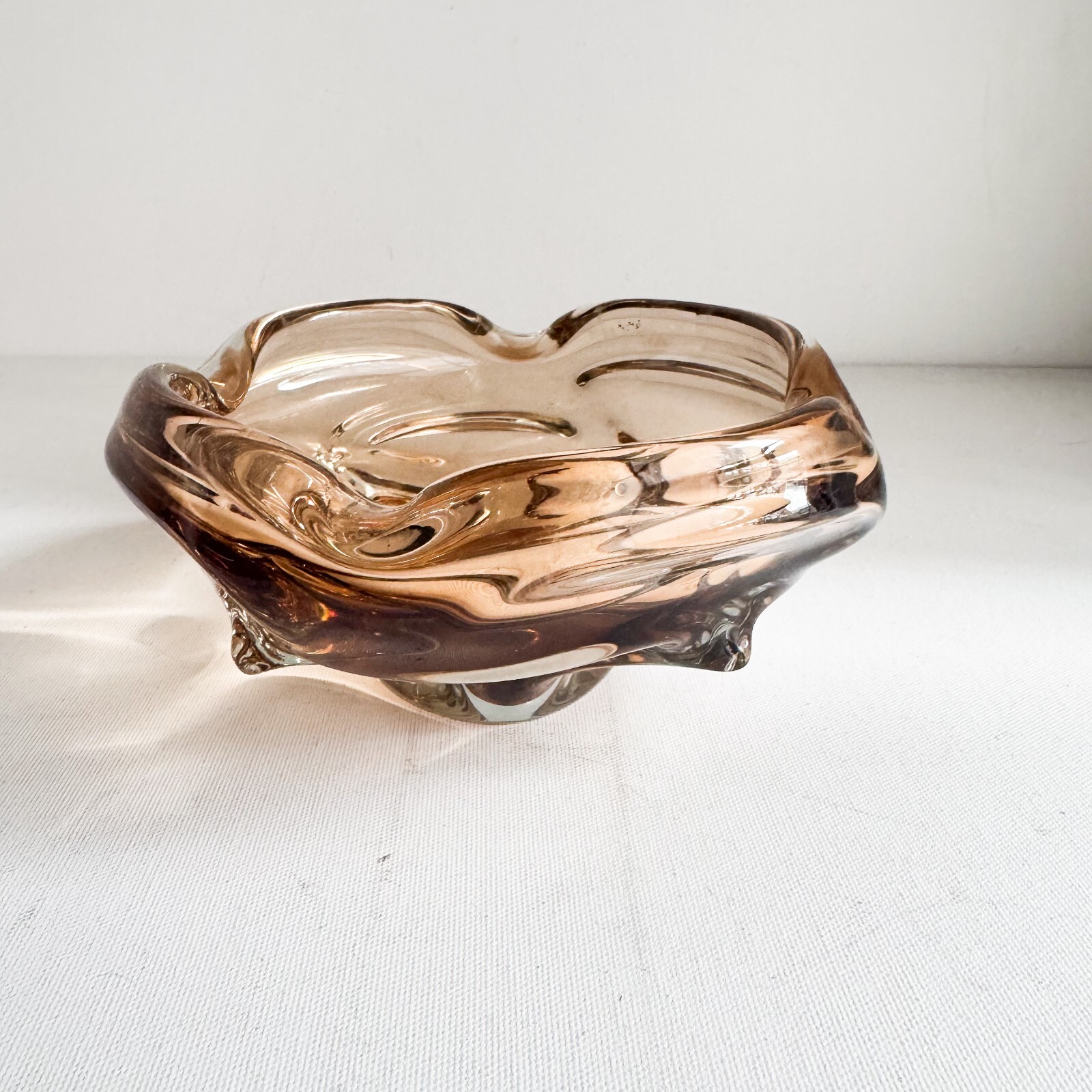 Vintage MCM Chalet Glass Light Brown Champagne Ashtray