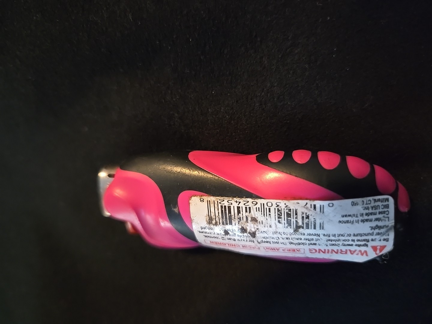 Vtg Lighter Case- Sleeve Black Pink Rubber Streak Cover Holder fits Mini Bic