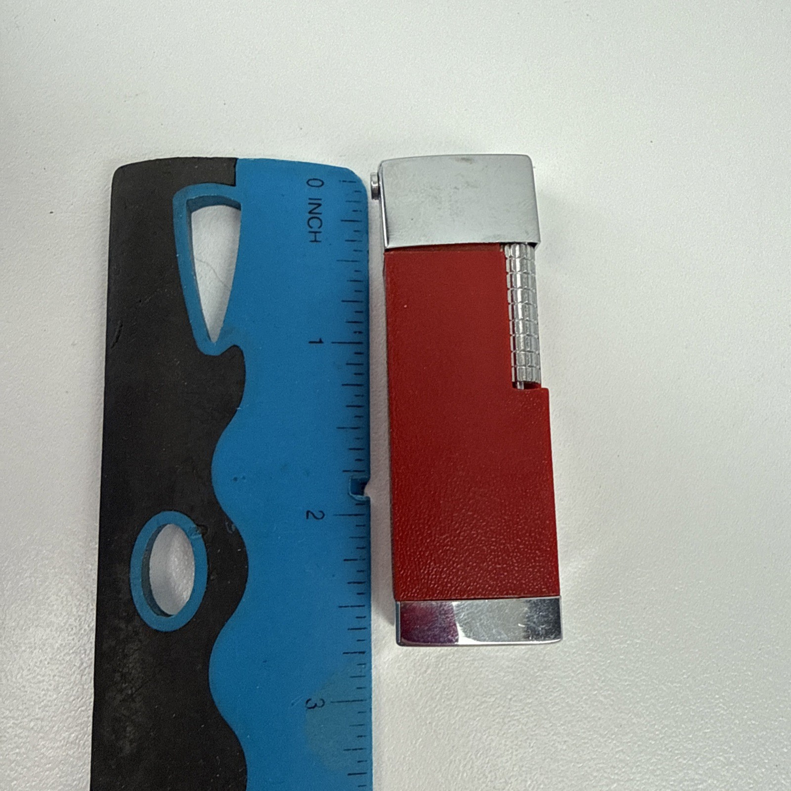 Vtg NESOR 20 Silver-tone Eteched Japan Sparks RARE Red Lighter