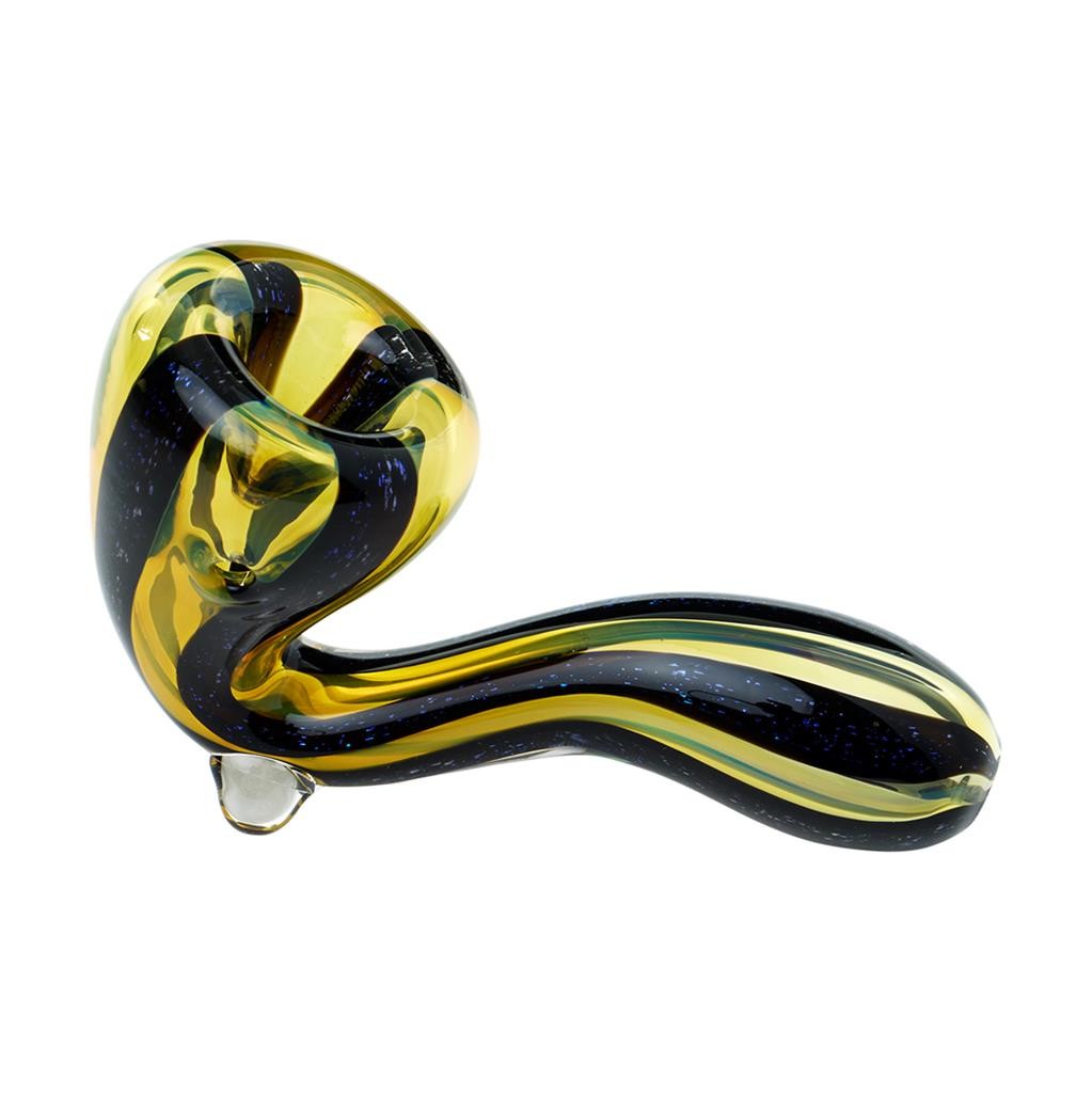 Human Grade Lotus Sherlock Hand Pipe 4.5″ SILVER FUME GREEN DICHRO Boro Glass