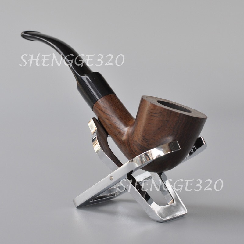 Ebony Wooden Tobacco Pipe Dublin Smooth Surface Saddle Bent Stem Small Size