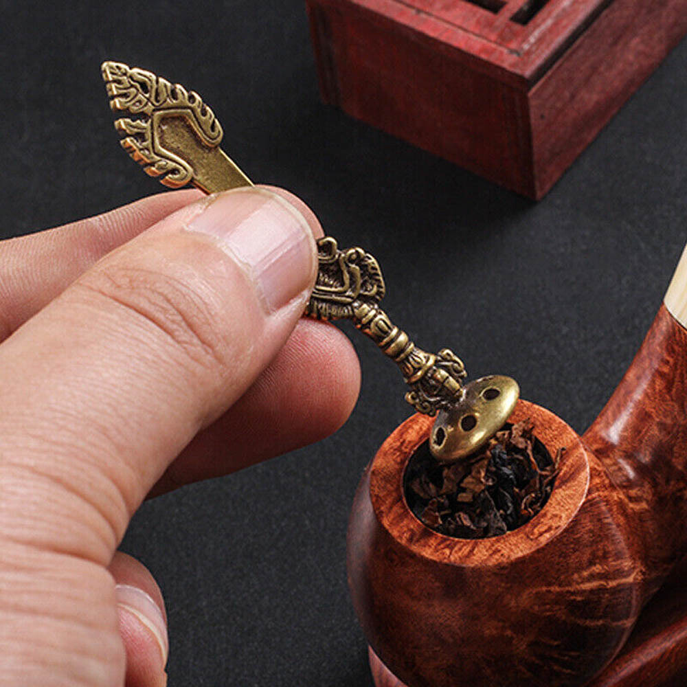 Retro Sword Carving Smoking Pipe Tamper Tobacco Tamping Tool Press Artware Brass