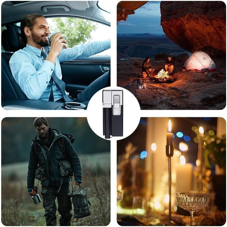 Slant Flame Inflatable Tobacco Pipe Dual Purpose Lighter Color:Grey-black (Gift)