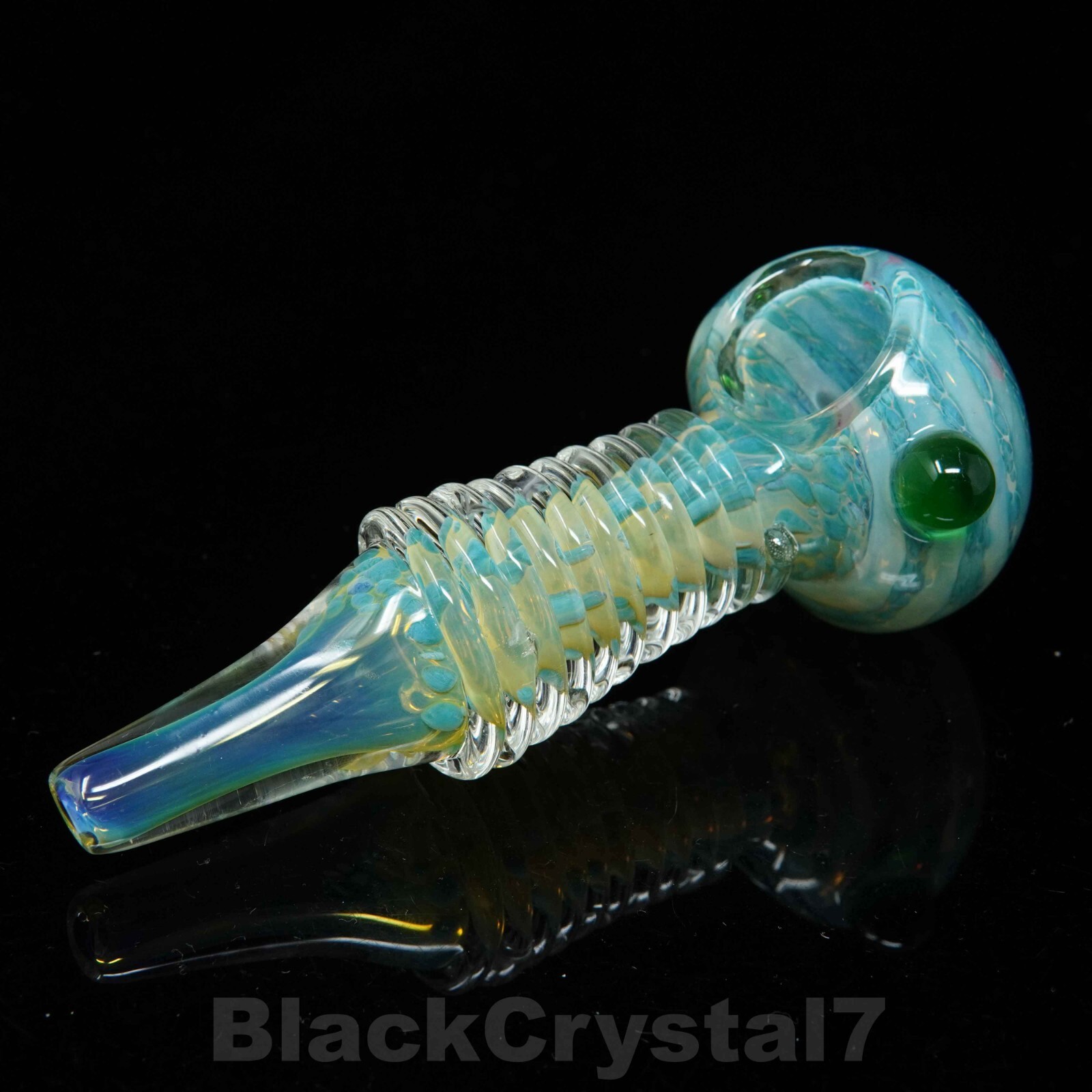 5″ Handmade Thick Green Silver Fumed Infinity Wrap Tobacco Smoking Bowl Pipes