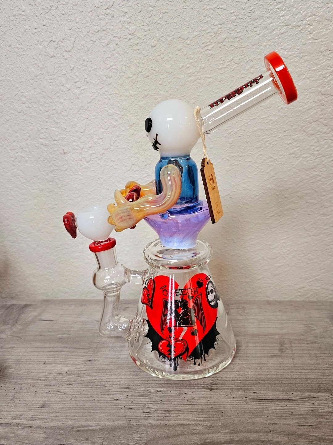 CHEECH GLASS 10″ GHOST OF VALENTINE HEART BREAKER GLASS/PIPE/BONG/RIG/WATERPIPE