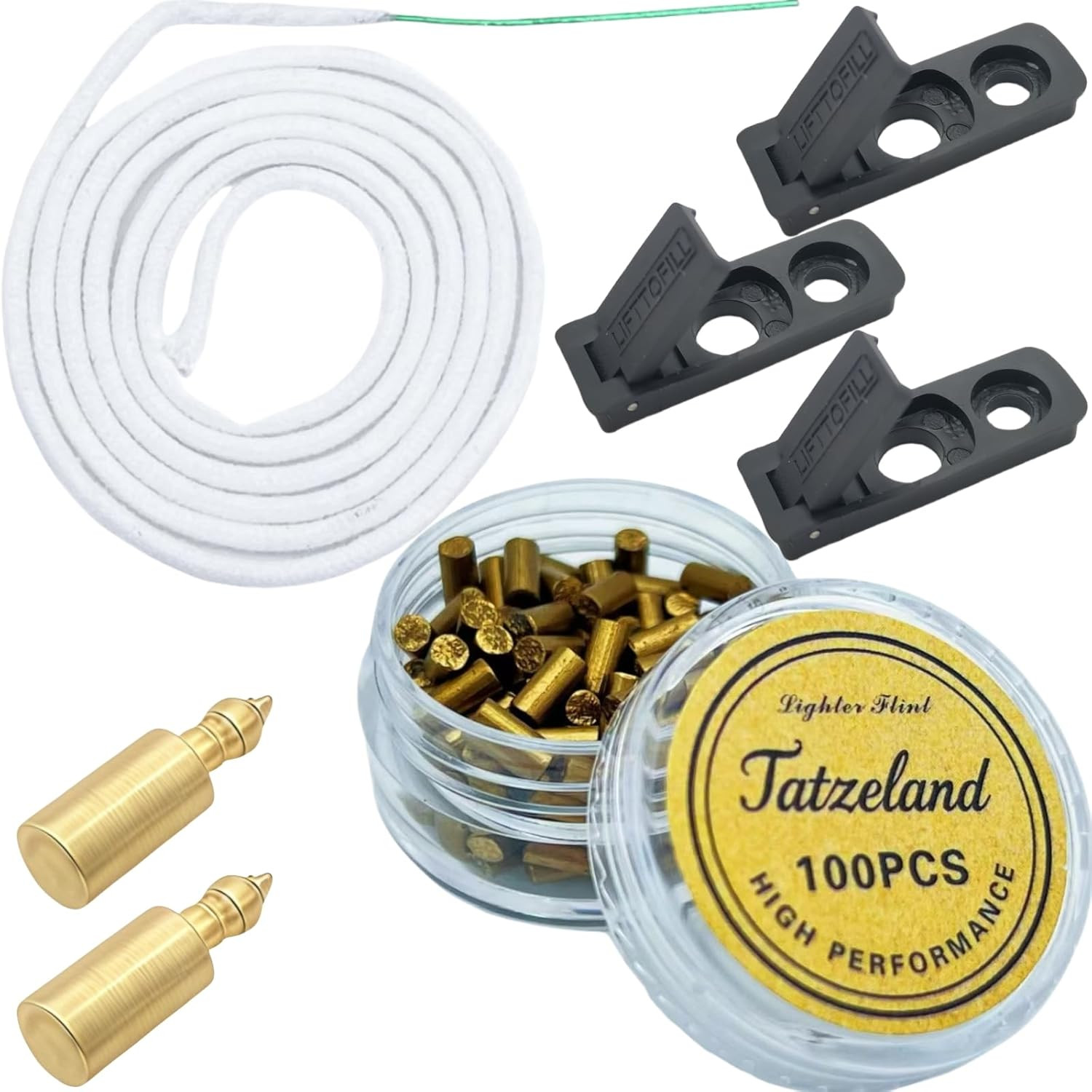 Lighter Flints and Wick Set – Inculdes (100Pcs Flint Stones, 40” Cotton Wick…
