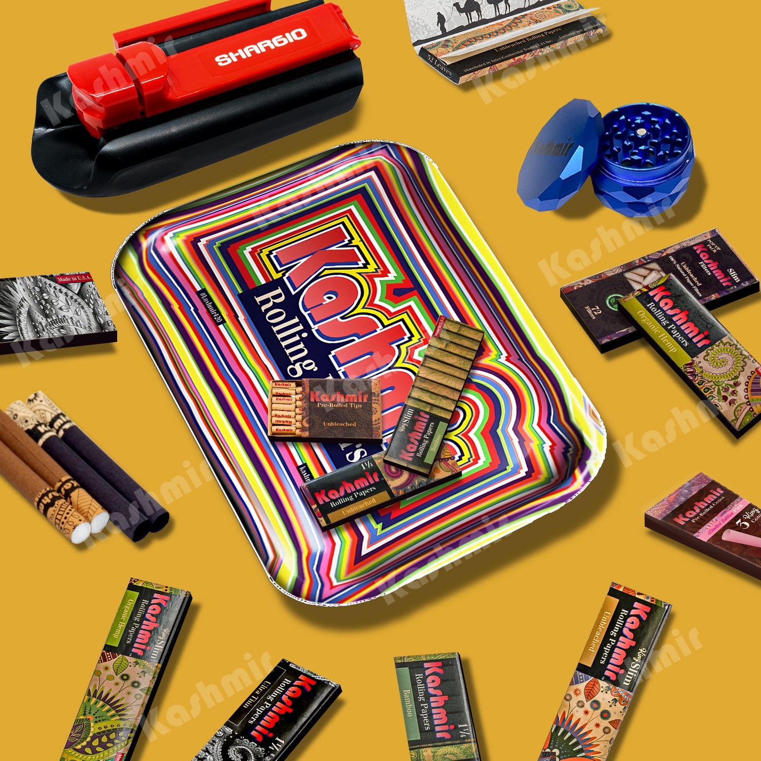 Kashmir Premium Metal Rolling Tray Set of 3 Small 10.5 x 6.25
