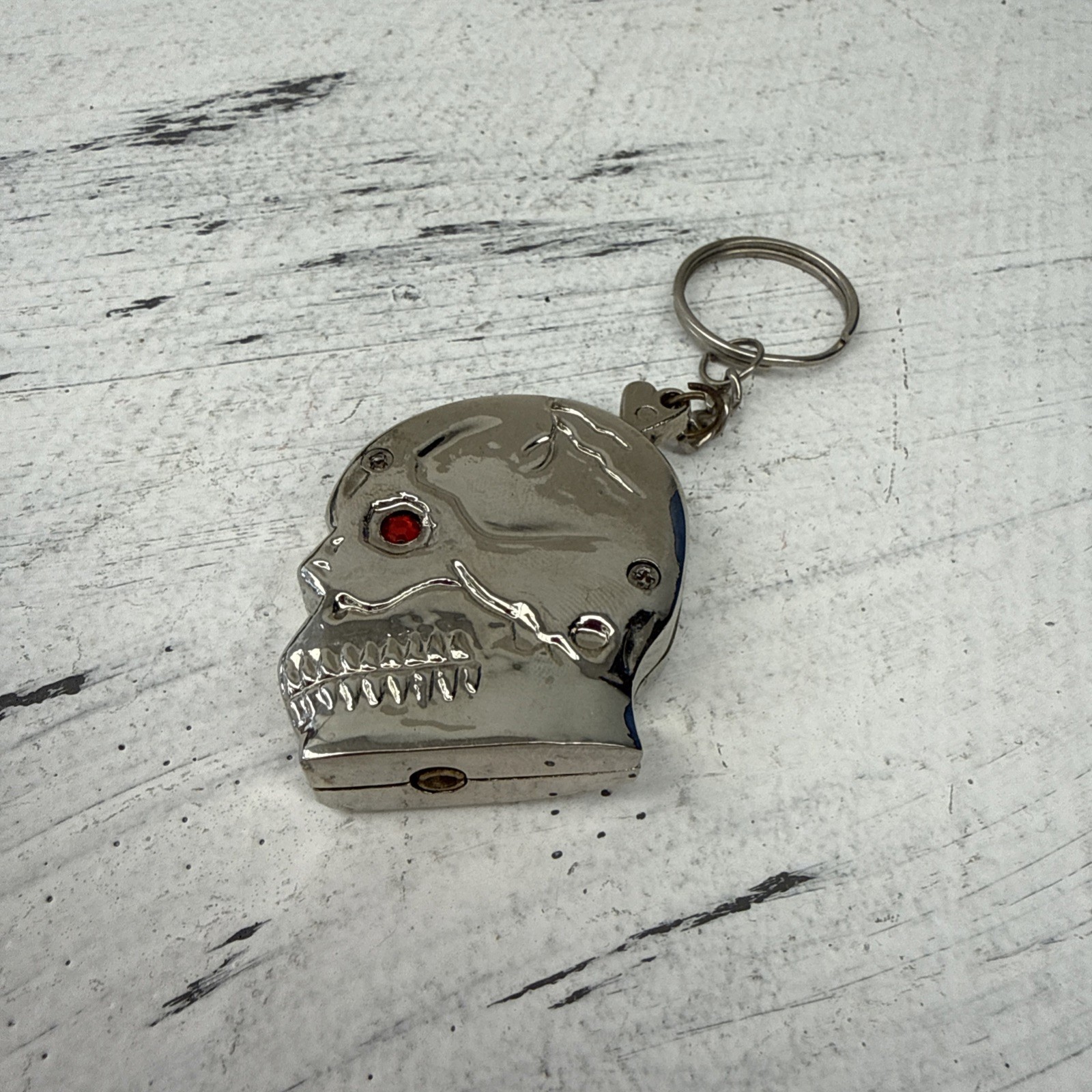 Vintage Skull Head Silver TONE Refillable Butane Lighter