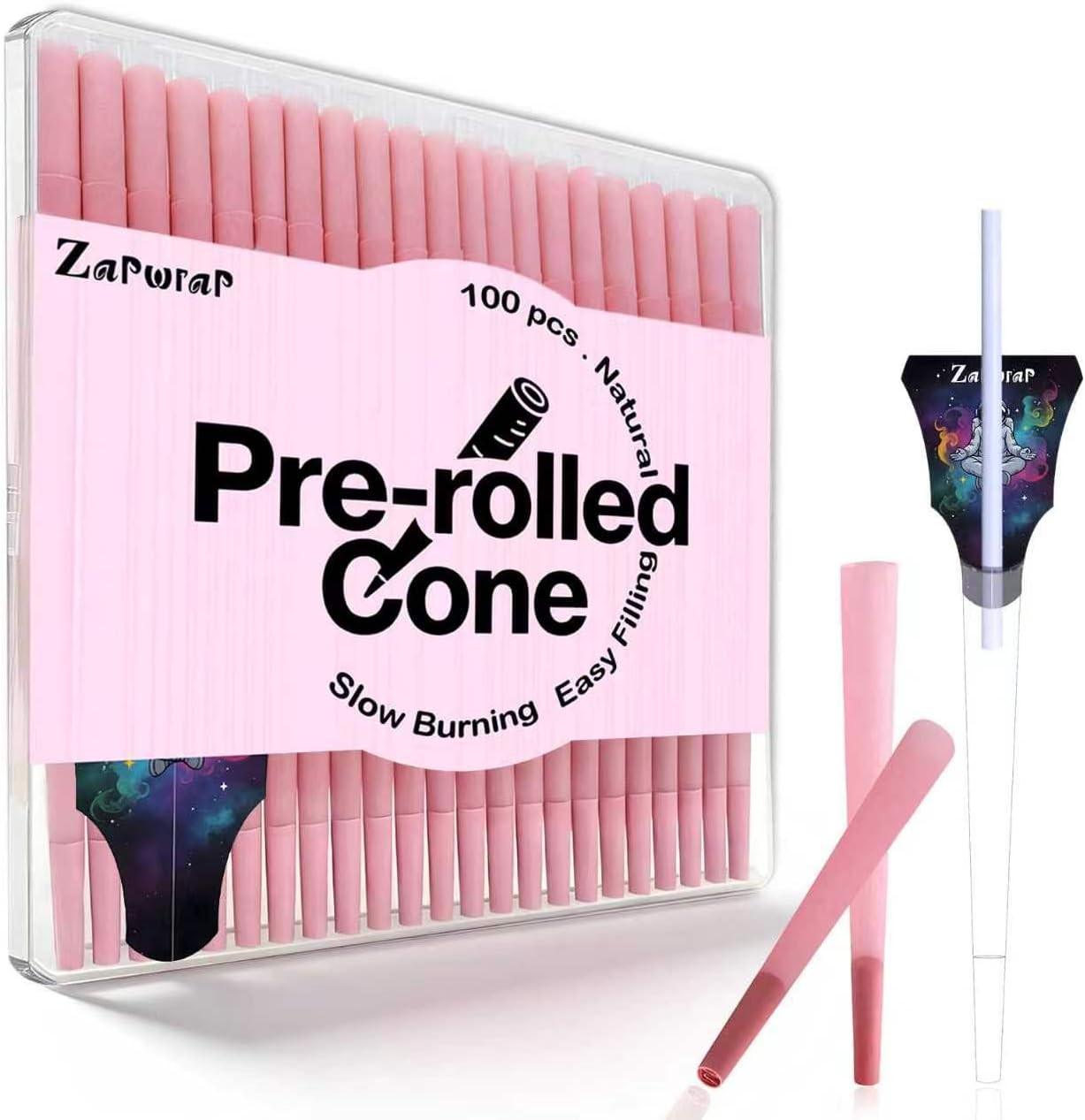 100 PACK Pink Cones Rolling Paper | King Size | 108Mm | Pre Rolled Cones with Pa