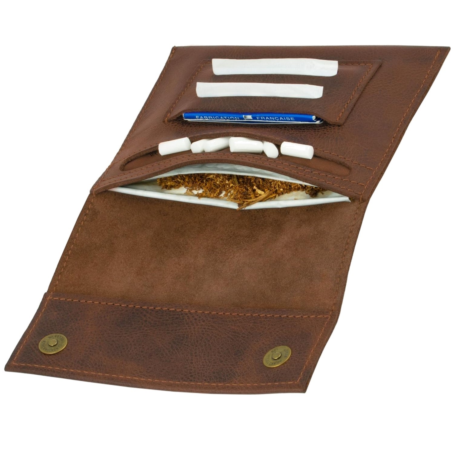 Italian Leather Rolling Tobacco Organizer – Light Brown