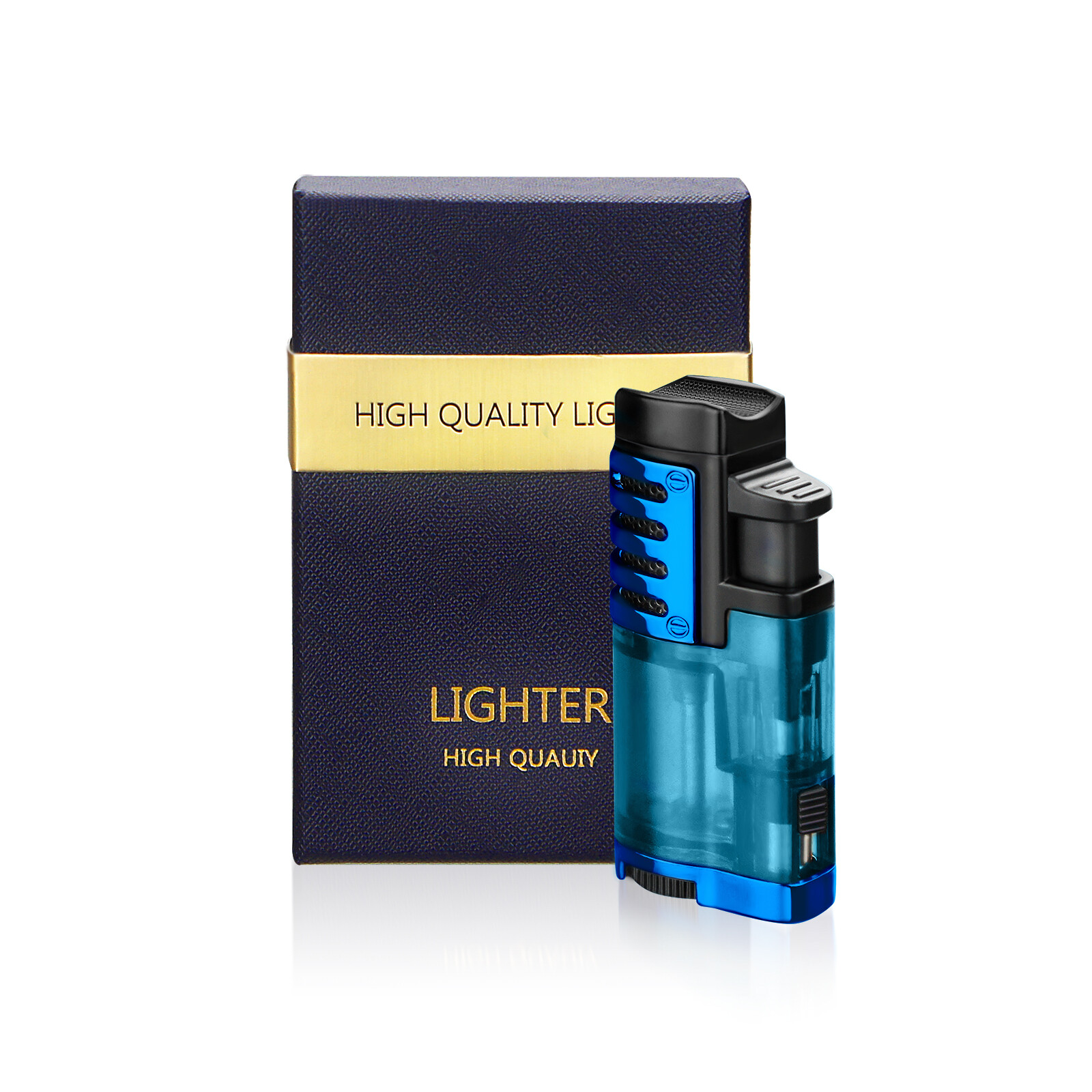 Torch Lighter with Punch Stand Rest Triple Jet Lighter Flame Butane Torch Lighte