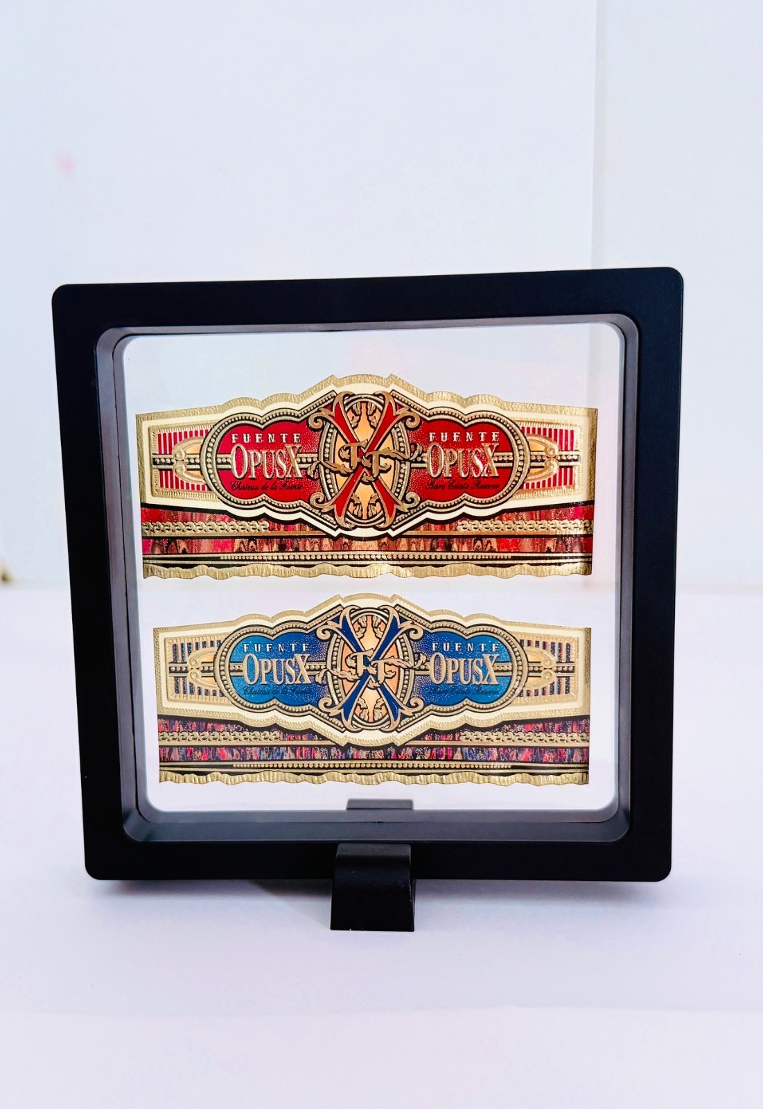 ARTURO FUENTE OPUS X OPUSX FRAMED SIGAR BANDS LARGE FLOATING DISPLAY AUTHENTIC