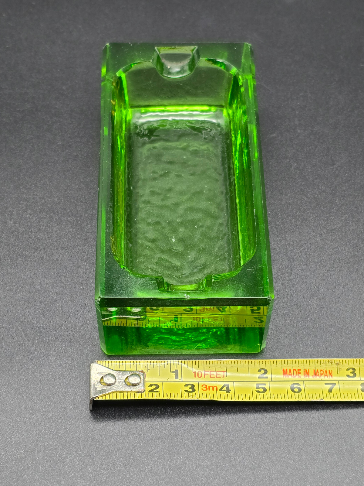 Antique Victorian Green Glass Ashtray with Sterling Silver Decorations/UK/c1900