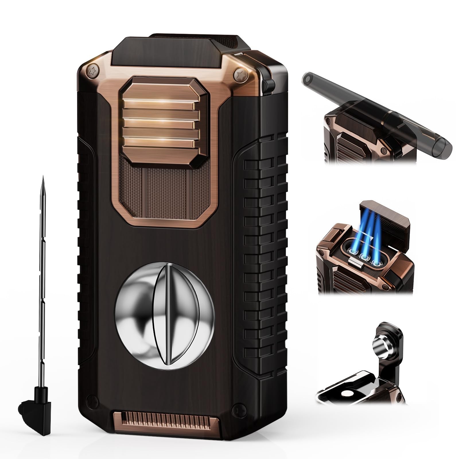 5-in-1 Torch Lighter with Tool, Punch, Holder and Draw Enhancer Tool, Triple …