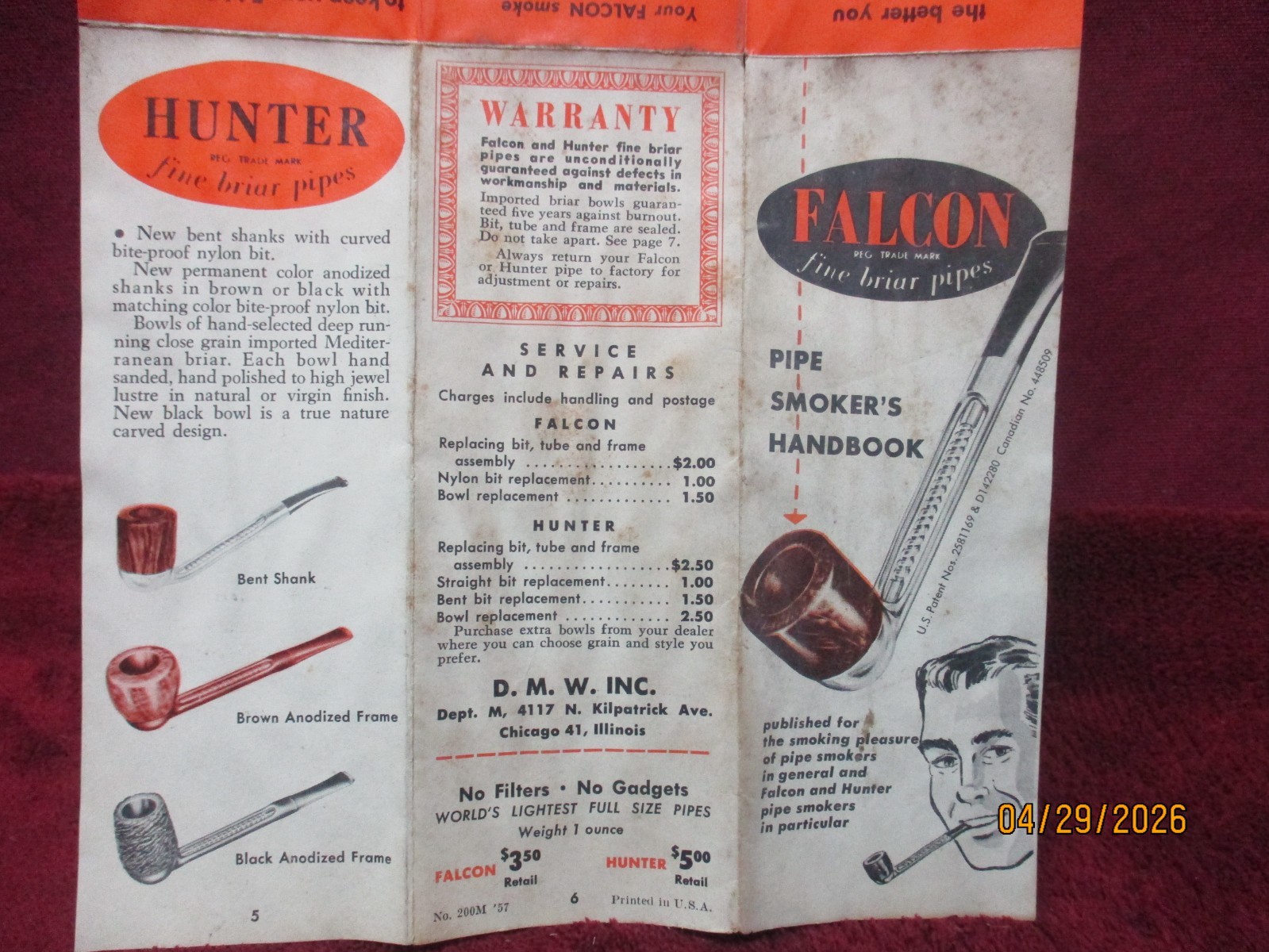 Original 1940’s Falcon Pipe Smokers Handbook Promotional Booklet