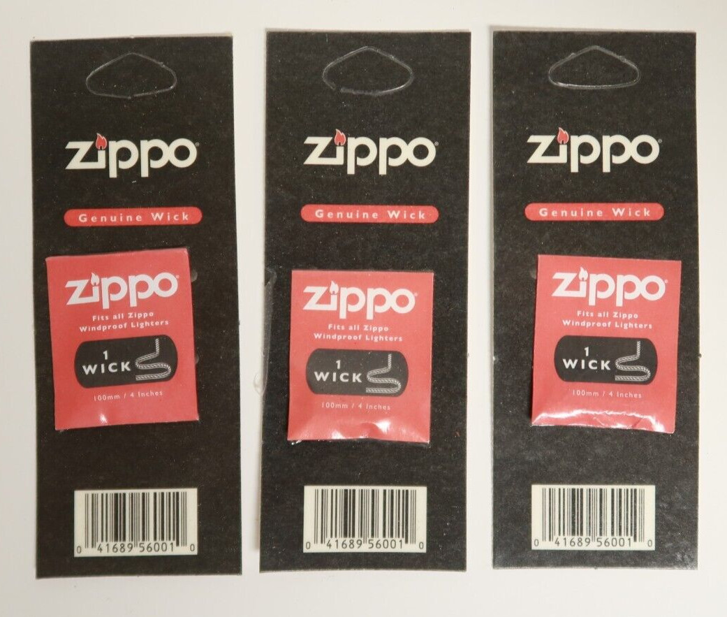 Set of 3 Zippo Genuine Wick Windproof Lighters Pack of Three Wicks (New)
