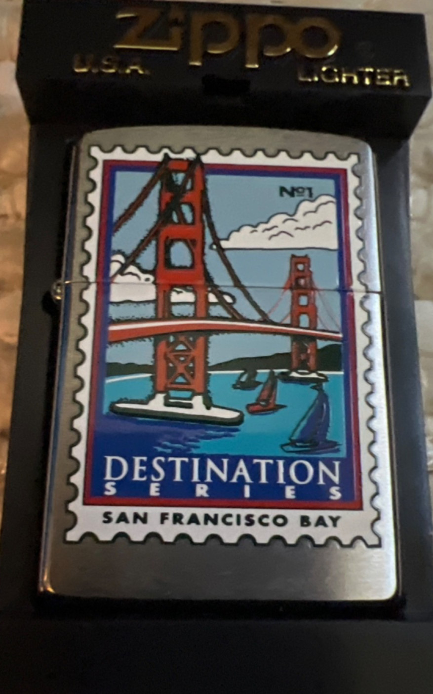 Zippo Lighter Destination Series San Francisco Bay Golden Gate Bridge 2000