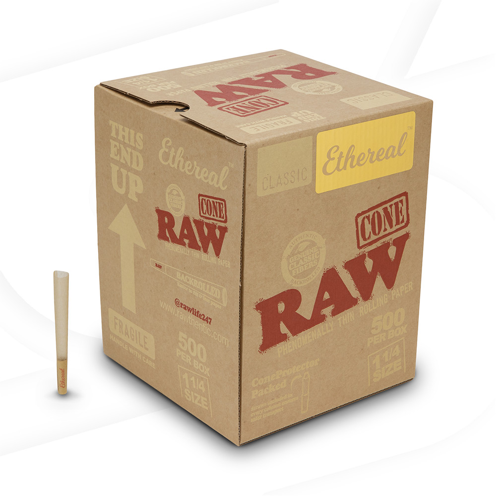 RAW Ethereal 1 1/4 Cones | Bulk Box | 500 Cones – Free Shipping USA